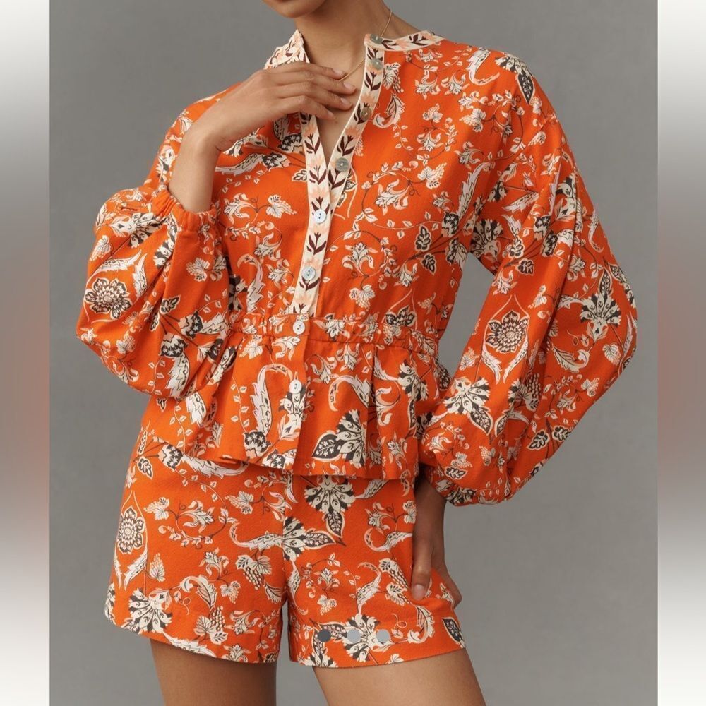 FARM Rio x Anthropologie Long-Sleeve Printed Romper